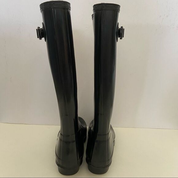 Hunter Original Tall Gloss Black Rain Boots Size 7 - Picture 5 of 11